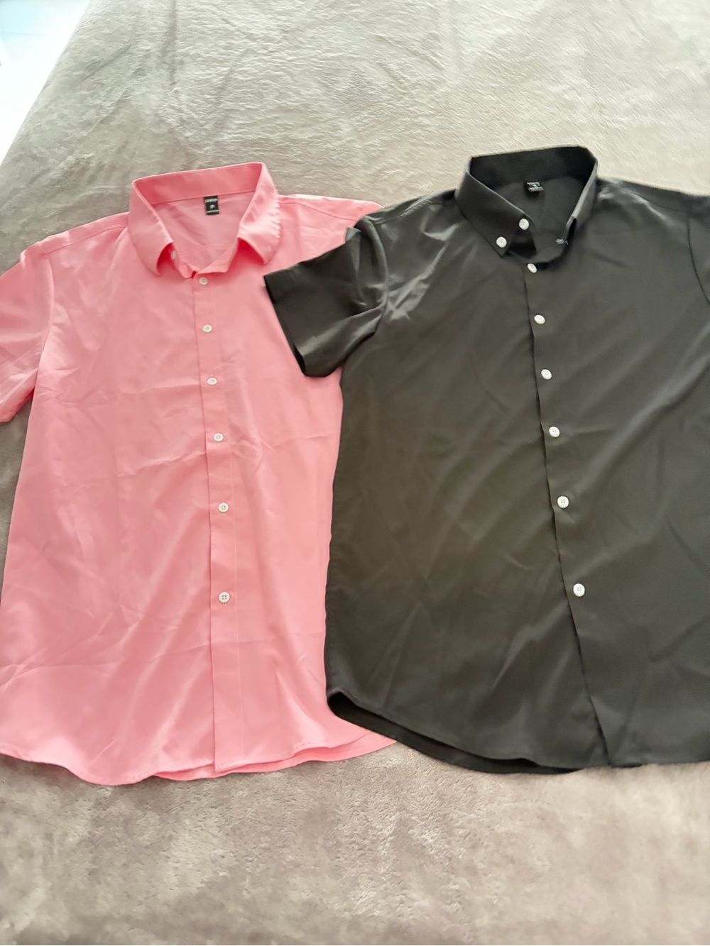 Mens SHEIN Pink and Black Short-Sleeve Button-Down Shirts - 2 NWOT